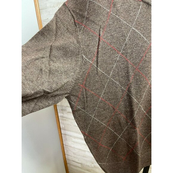 Jos. A. Bank Men's Argyle V-Neck Sweater L Brown 80% Lambs Wool 20% Nylon - Picture 4 of 6
